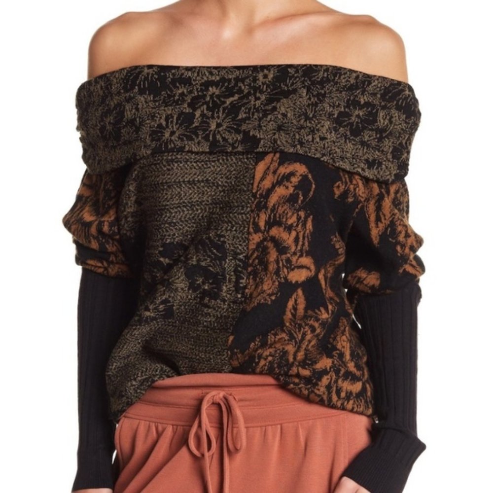 Free People Botanical Off Shoulder Sweater Small - Picture 2 of 7